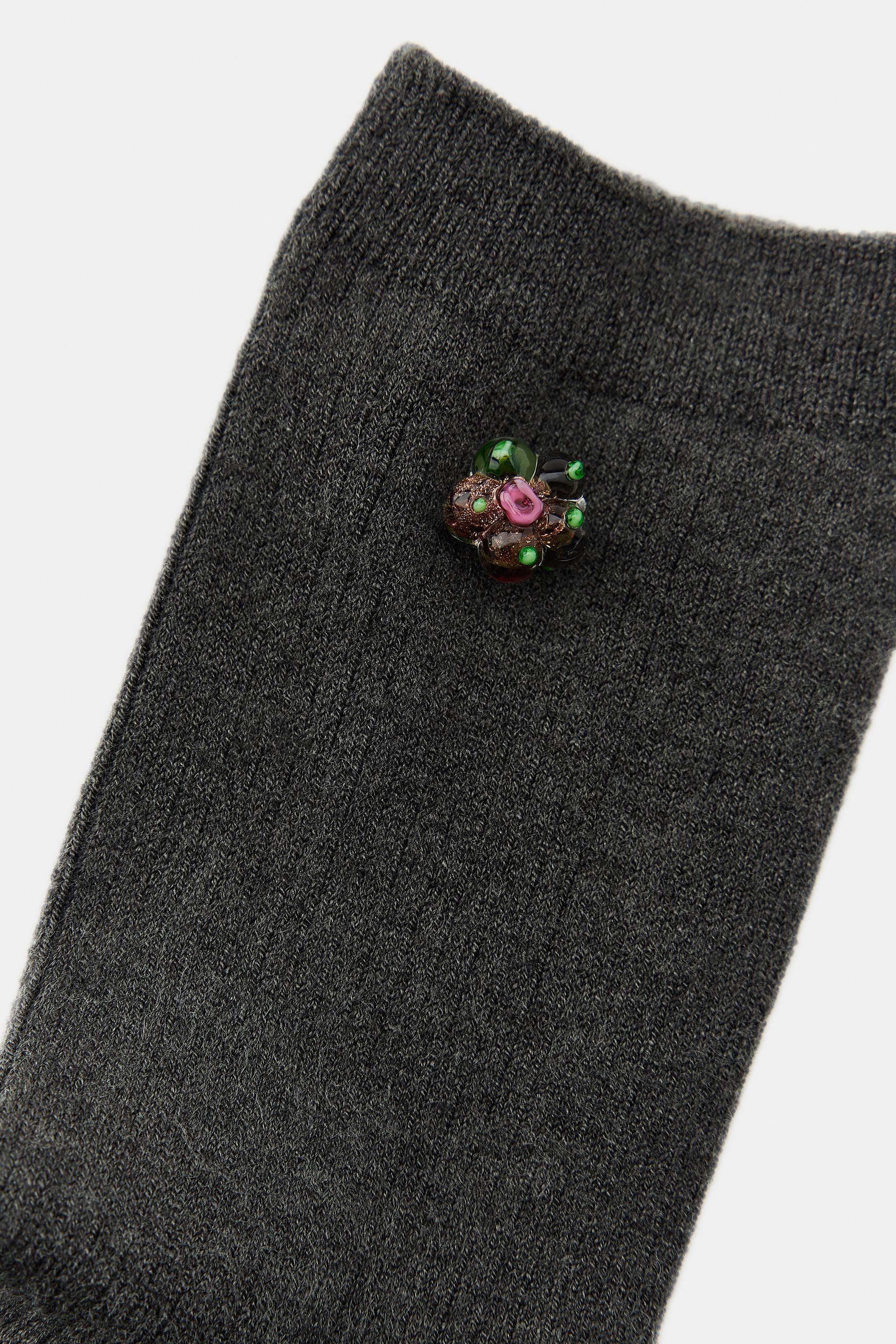 CHAUSSETTES UNIES FLEUR CRISTAL